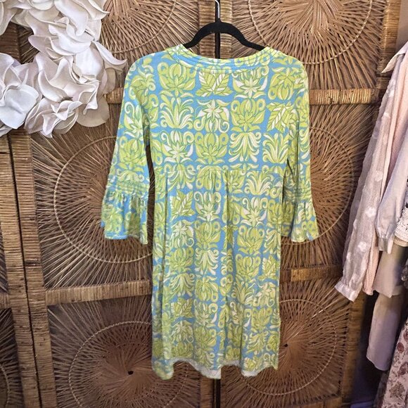 Lilly Pulitzer Floral Leaf Green and Blue Dress Size Small - Picture 5 of 5